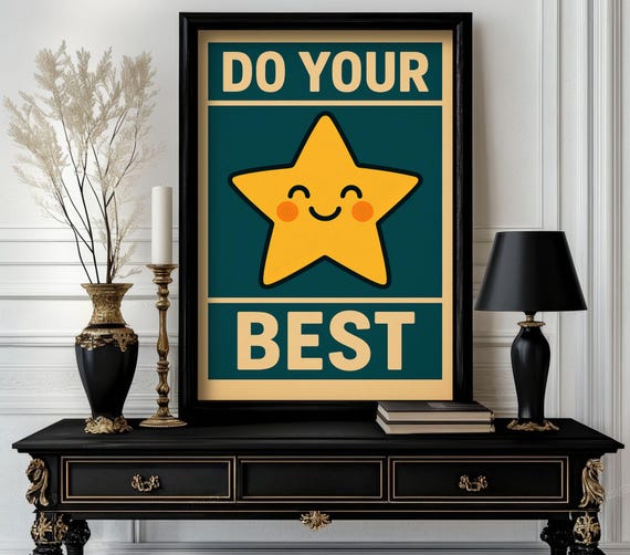 Funny Animal Do Your Bestposter Retro Wall Art Trending Decor White Elephant Gift Lover Cute Motivational 122