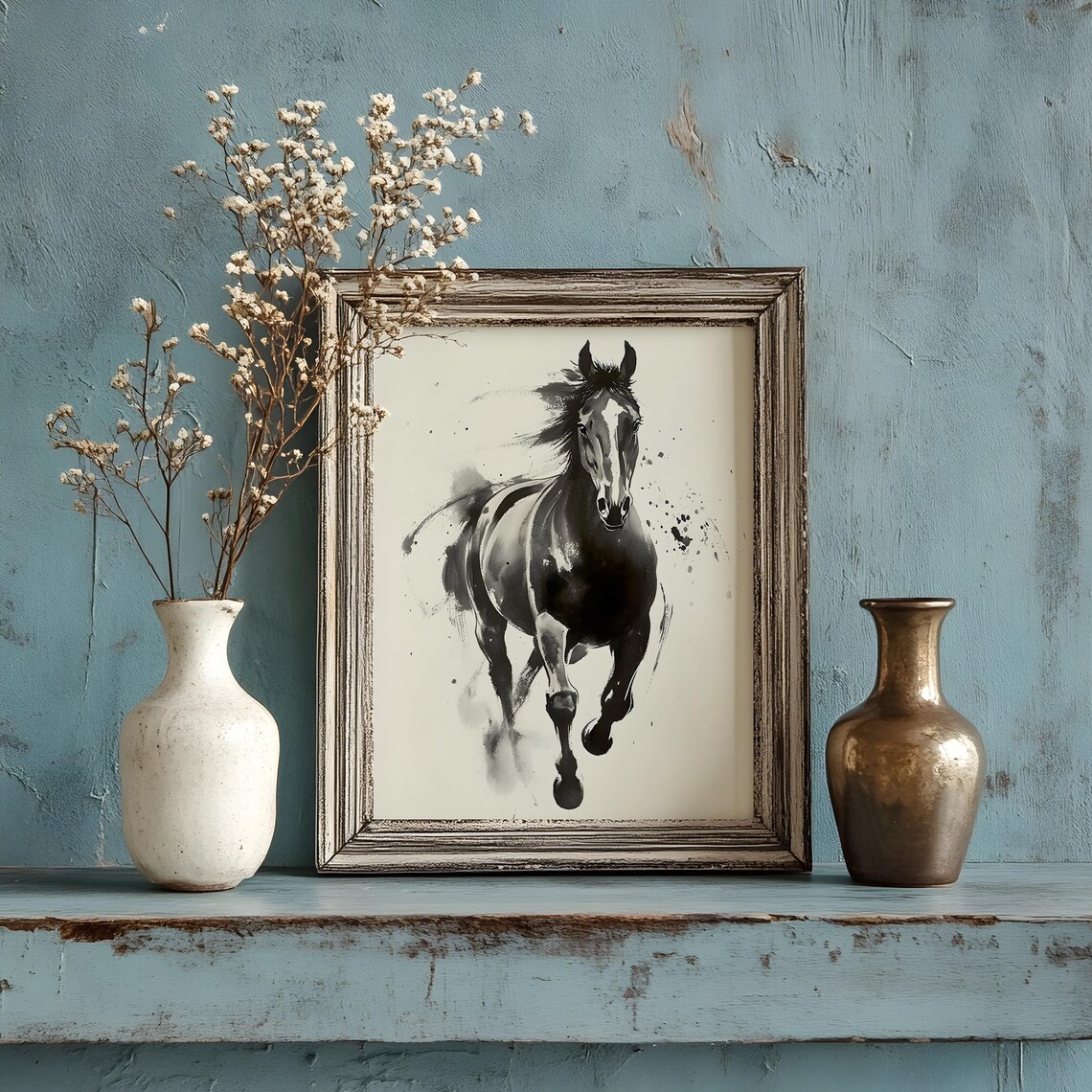 Ink Horse Portrait, Sumi E Minimalist Art Print - Image 3