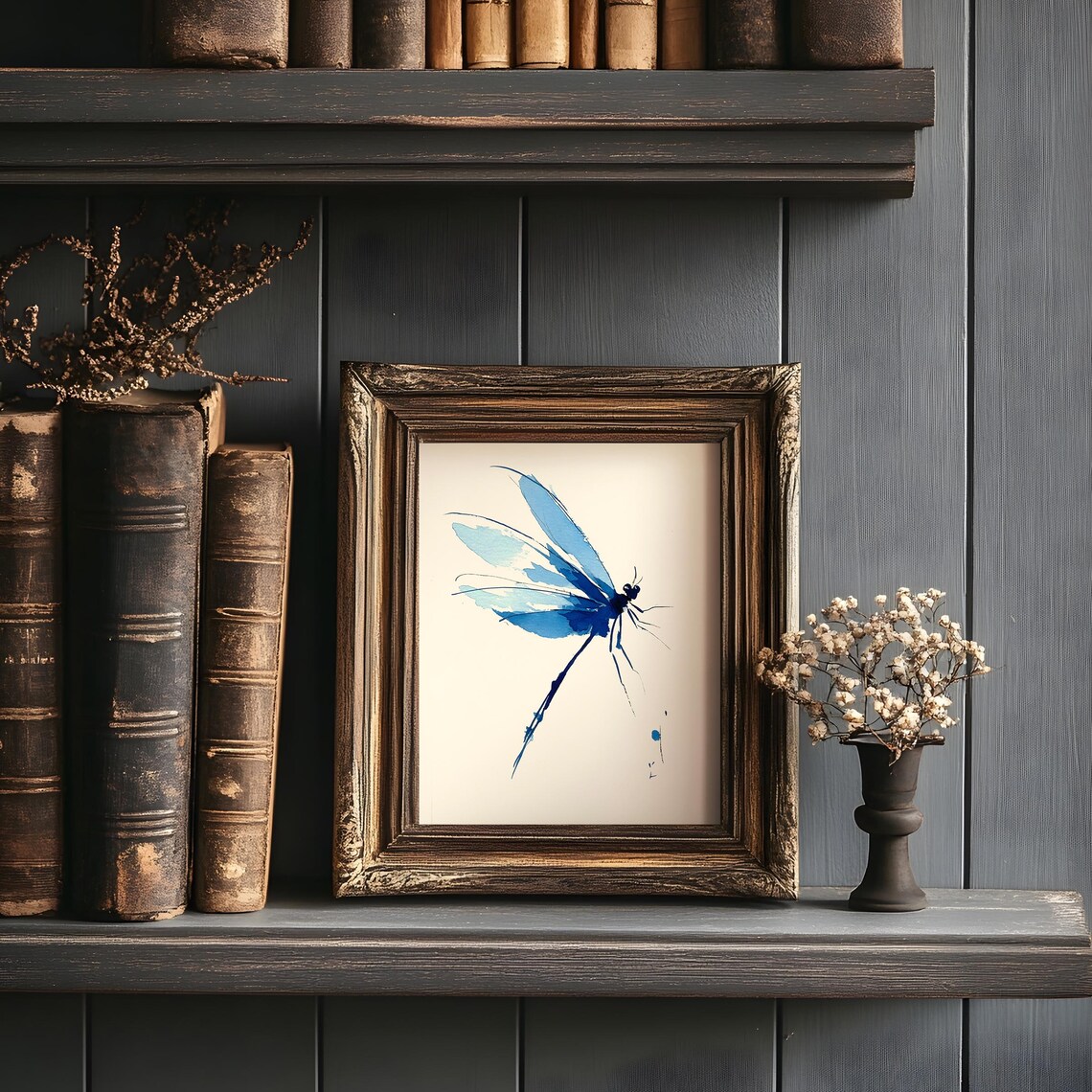 Dragon Fly, Beautiful Watercolor Minimalist Art Print - Image 2
