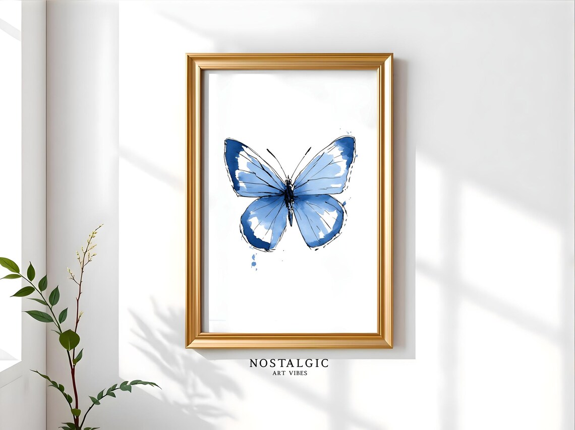 Delicate Butterfly Watercolor Sketch, Simple Butterfly Drawing