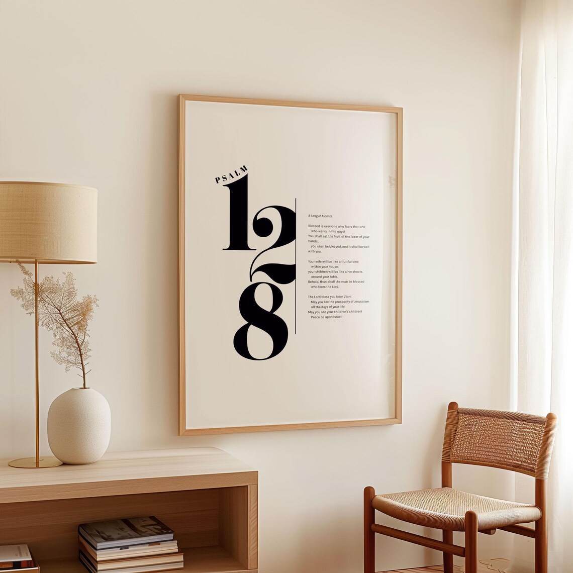 Psalm 128 Full Text Minimalist Bold Numeral Typography Scripture Poster - Image 5