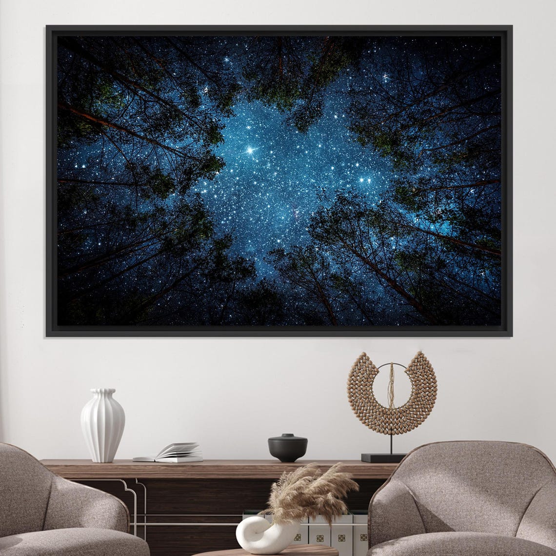 Night Sky Forest Canvas Art Starry View Framed Print