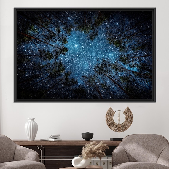 Night Sky Forest Canvas Art Starry View Framed Print