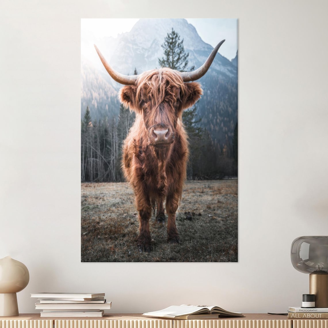 Highland Cow Art Print, Farmhouse Gift For Him