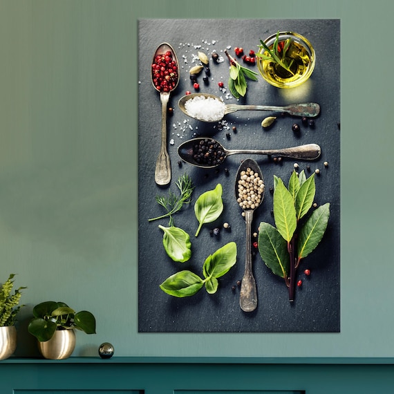 Rustic Kitchen Herbs and Spices Photo Poster Basil Peppercorn