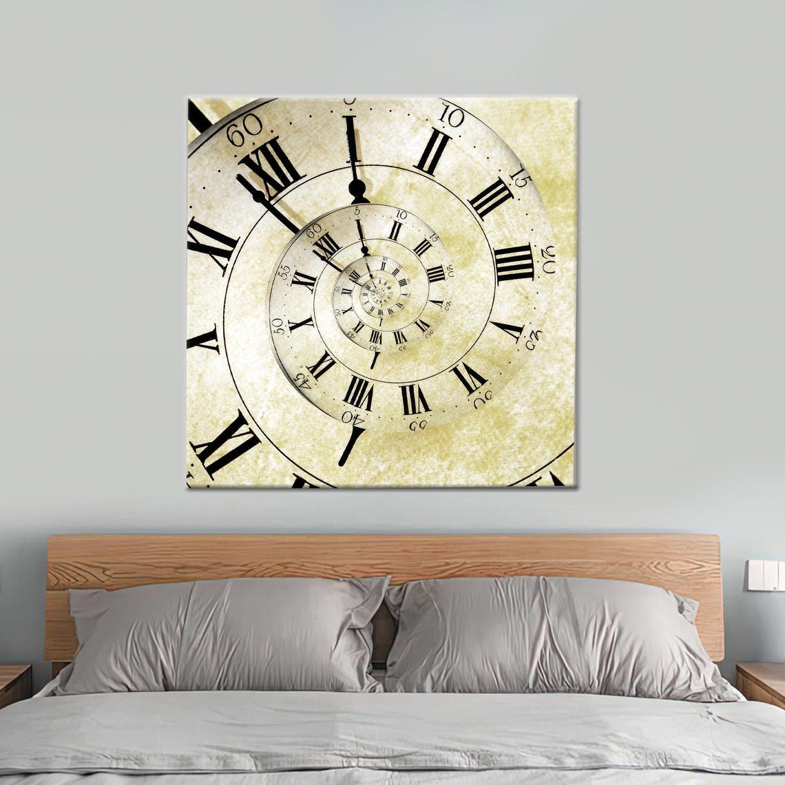Spiral Roman Numeral Clock Vintage Infinite Time Abstract Wall Art