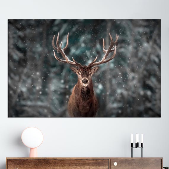Animal 3d Canvas Deer Wall Decor Gift For Him Lover Wild Grandma Personalized