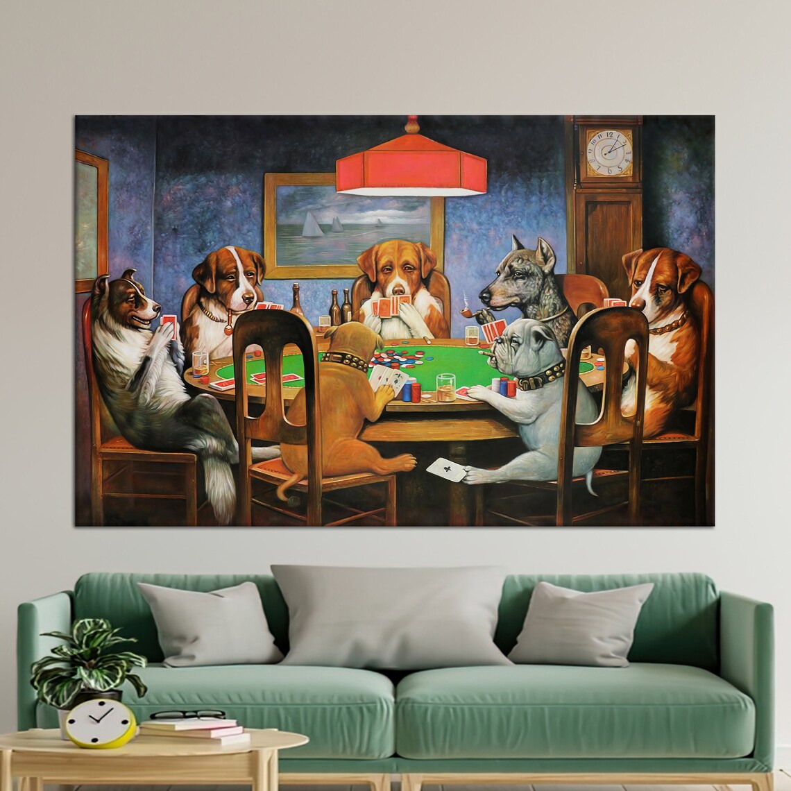 Dogs Playing Poker Classic Vintage Card Game Night Humor Art Poster