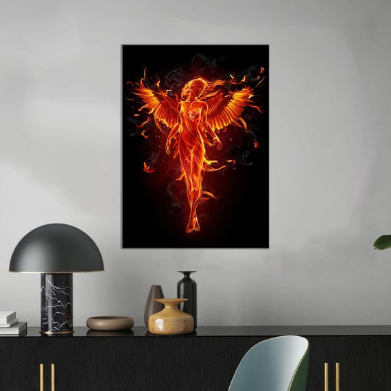 Fire Angel Woman 3d Canvas Art Modern Abstract Decor