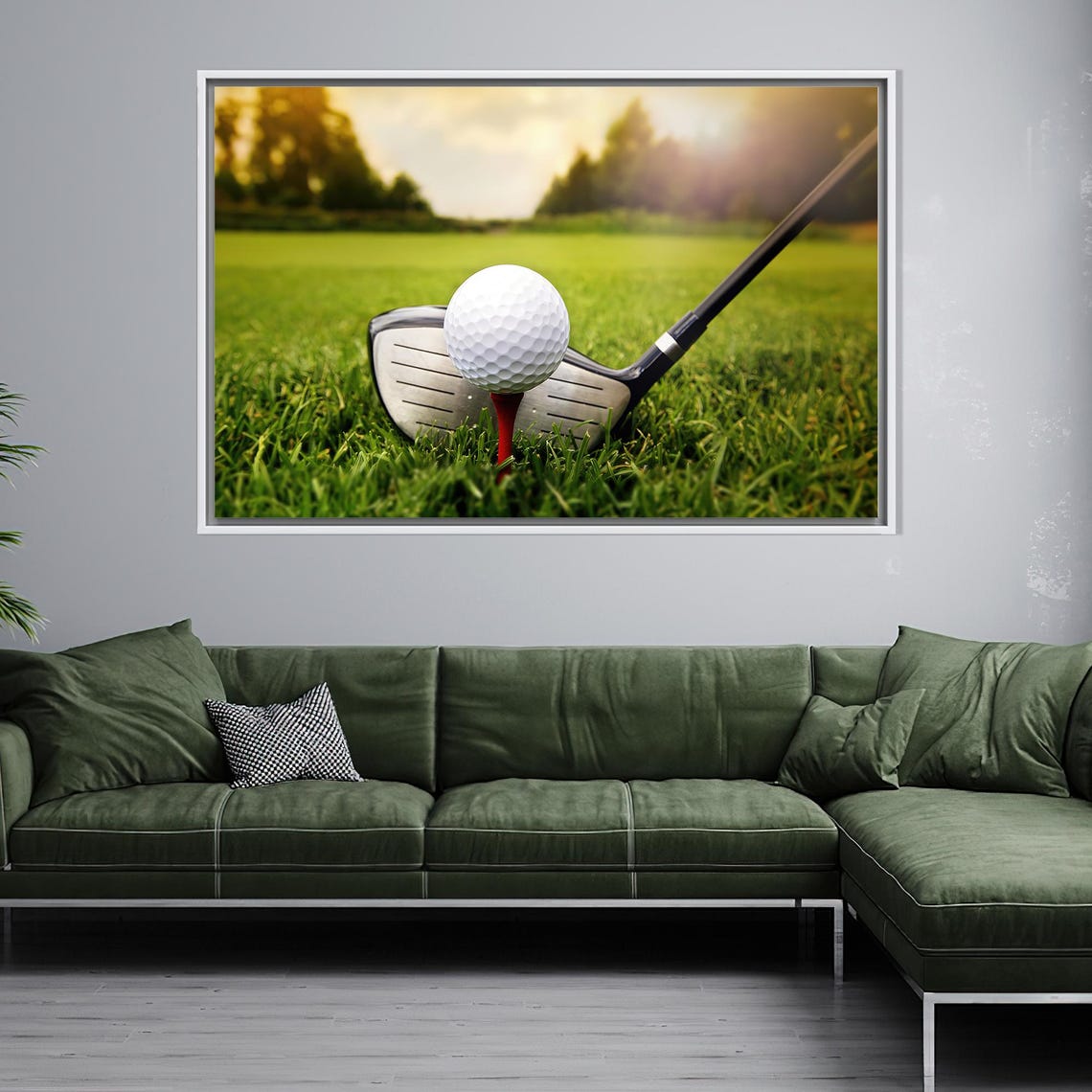 Golf Ball on Tee Driver Close Up Shot Green Course Art Poster
