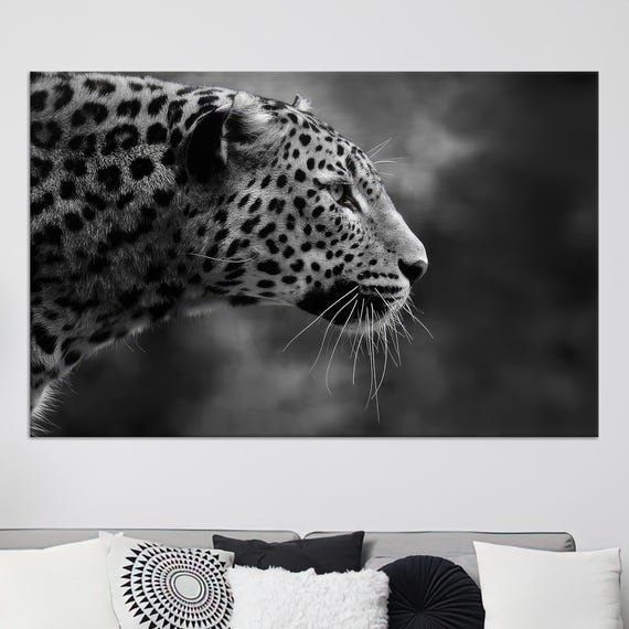 Wild Animal Canvas Personalized Gifts Wall Hanging Leopard Poster Wildlife Art Framed Gift For Her