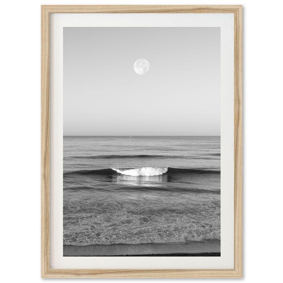 Ocean Surf Print, Moon Wave Coastal Wall Decor