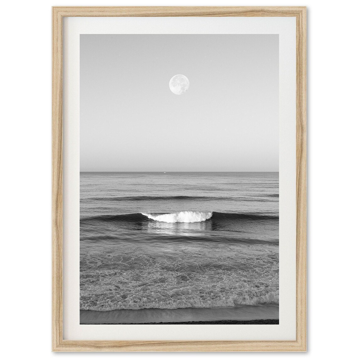 Ocean Surf Print, Moon Wave Coastal Wall Decor