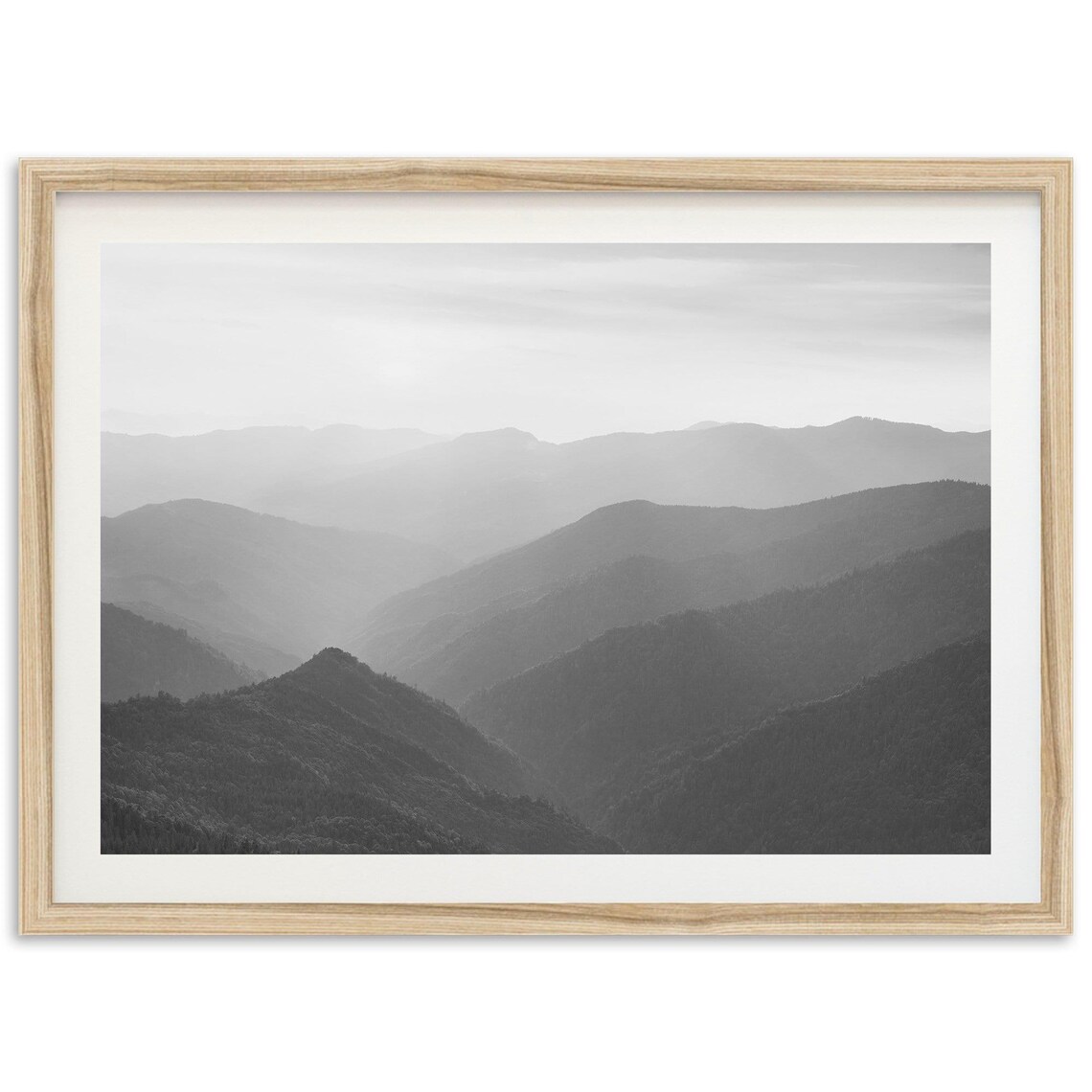 Mountain Sunset Black And White Landscape Art Print