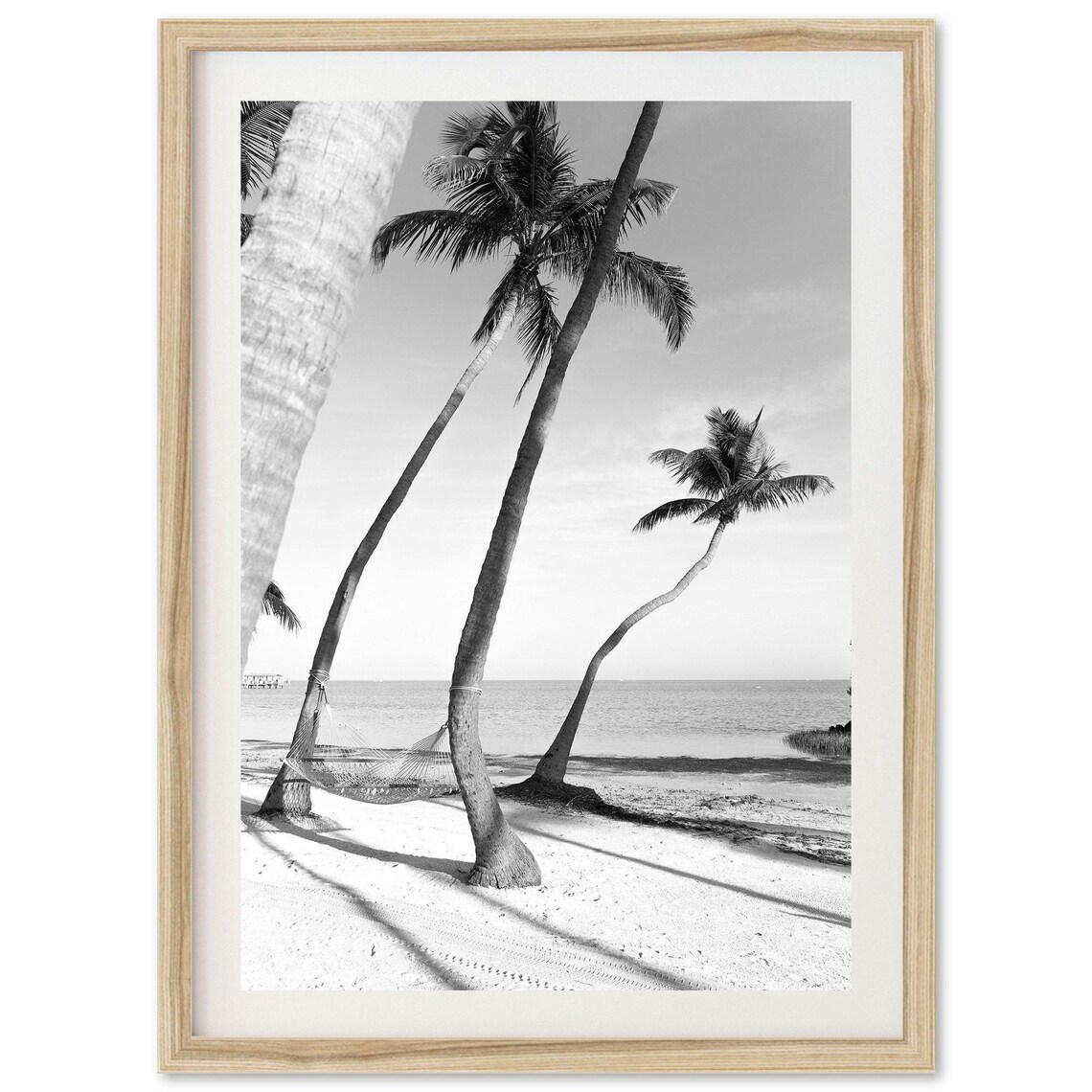 Florida Palm Trees Beach Art Print, Black And White