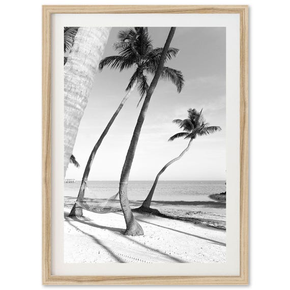 Florida Palm Trees Beach Art Print, Black And White