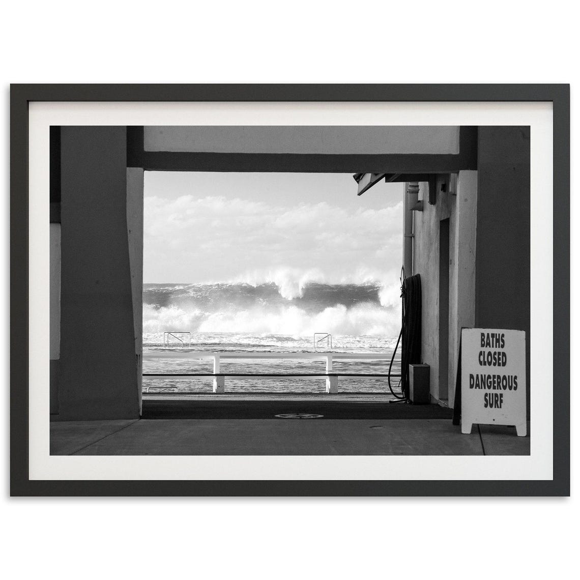 Closed Ocean Baths Dangerous Surf Black And White Photo Poster