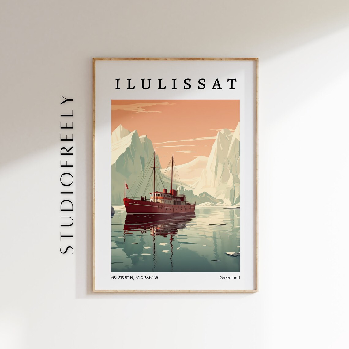 Ilulissat Icefjord Greenland Retro Travel Poster