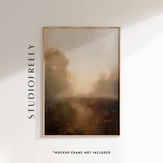 Moody Landscape Art Print Soft Neutral Tones Wall Decor For Peaceful Modern Interiors