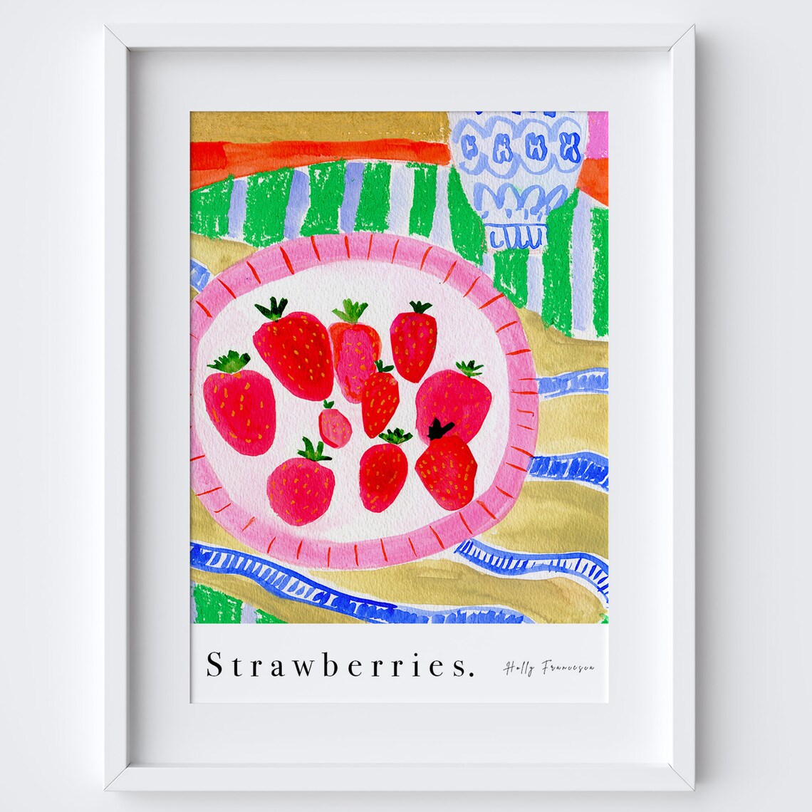 Strawberries Still Life Watercolour Art Print
