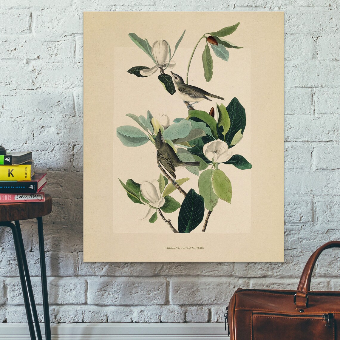 Warbling Flycatchers Vintage Bird Illustration Audubon Style Poster - Image 2