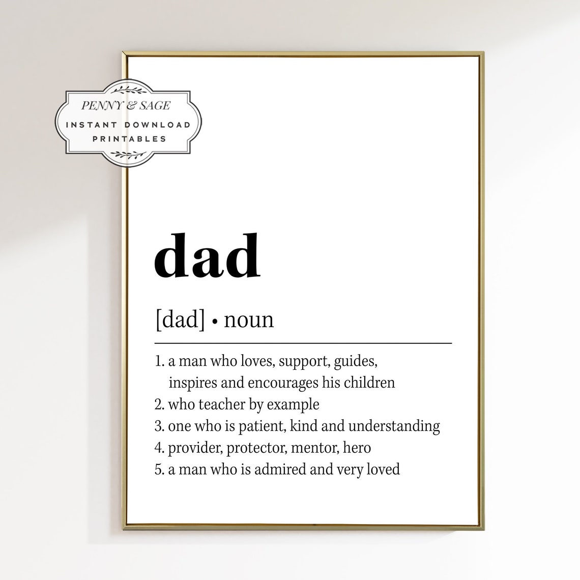 Dad Dictionary Definition Poster Perfect Fathers Day Gift For New Dads - Image 2