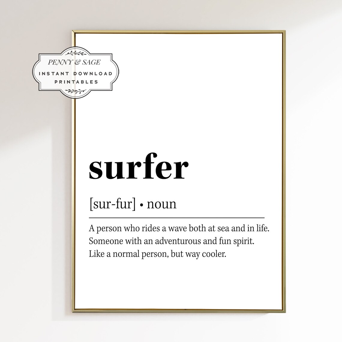 Surfer Definition Print, Surf Decor Wall Art - Image 2