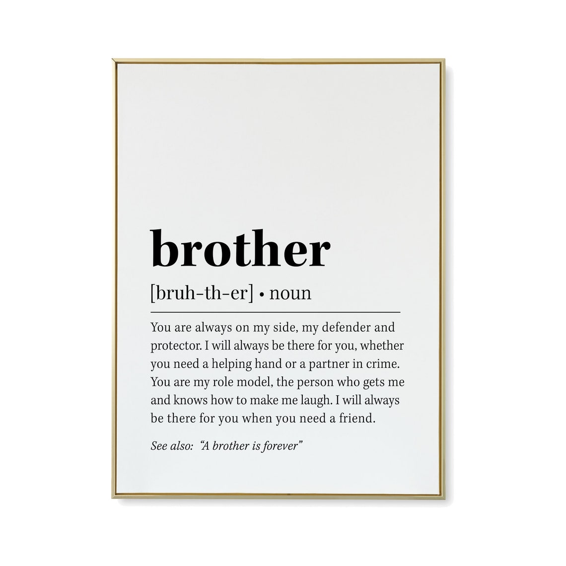 Brother Definition Wall Art Brother Quote Decor Black And White Prints Wall Art Gift For Brother