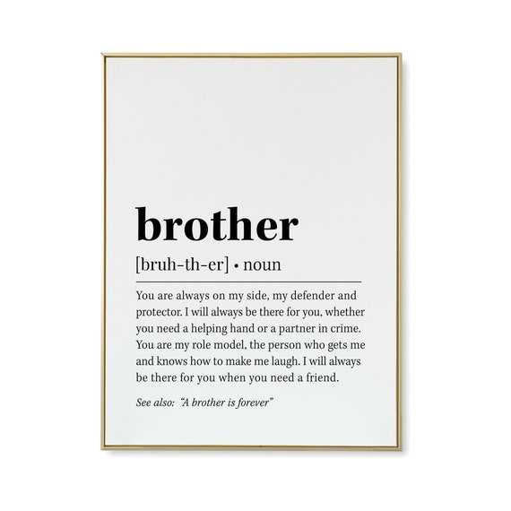 Brother Definition Wall Art Brother Quote Decor Black And White Prints Wall Art Gift For Brother