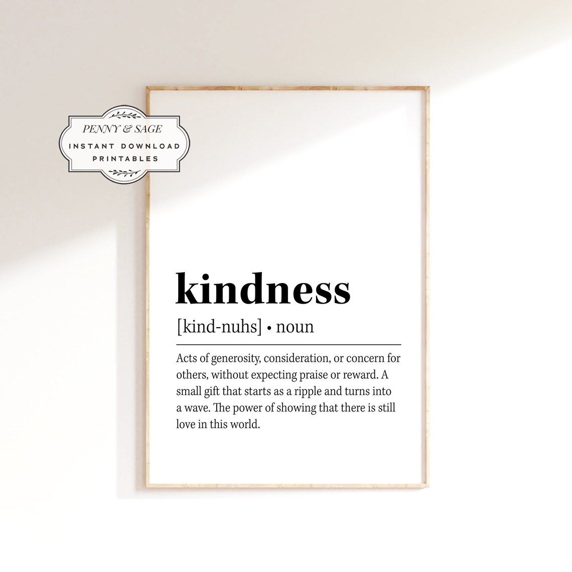Kindness Definition Inspirational Poster Heartwarming Quote Gift For Wall