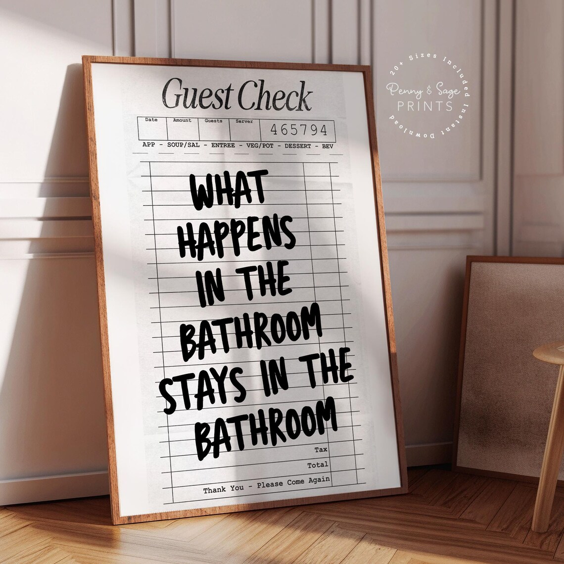Guest Check What Happens In The Bathroom Retro Art Print - Image 2
