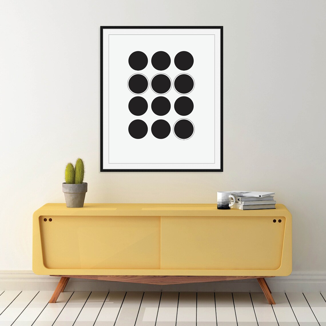 Black And White Circles Abstract, Minimalist Geometric Art Print - Image 2