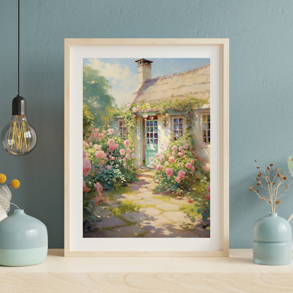 Rustic Cottage Garden Vintage Oil Painting Art Print - Image 6