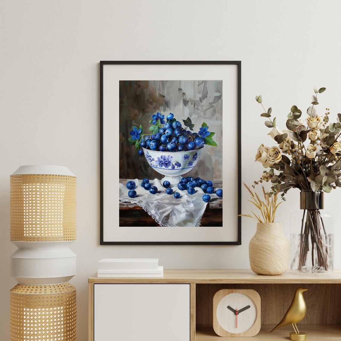 Moody Blueberries Vintage Fruit Still Life Art Print - Image 5