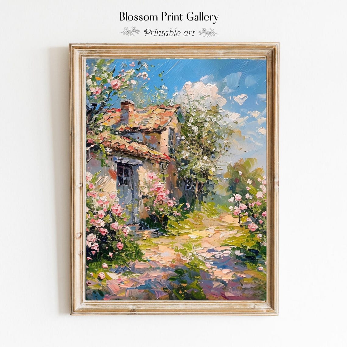 Rustic Cottage Garden Print Vintage Oil Painting Wall Art Flower Print Farmhouse Decor Cottagecore Art English Countryside 625