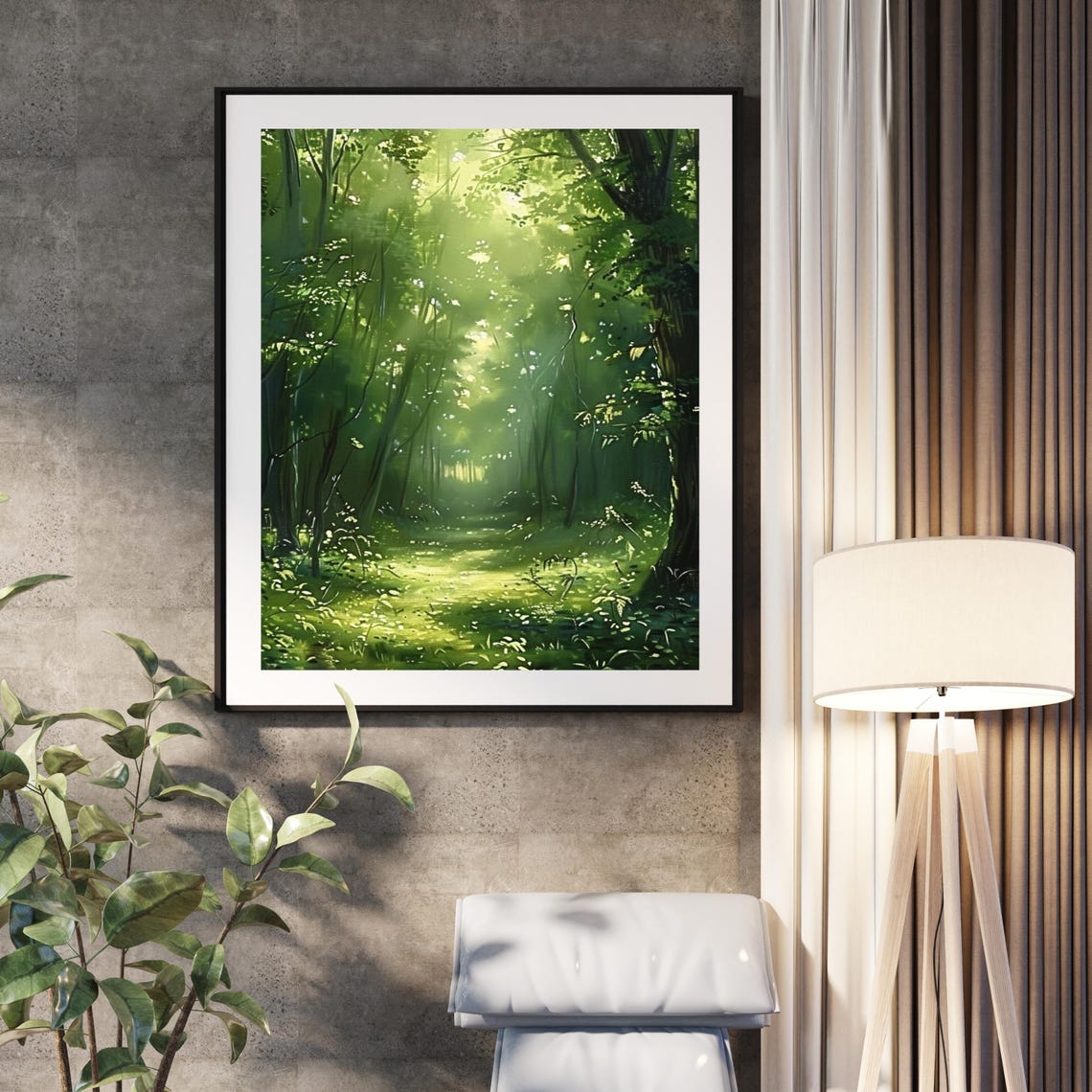 Sunlit Green Forest Light Through Trees Woodland Landscape Poster - Image 2