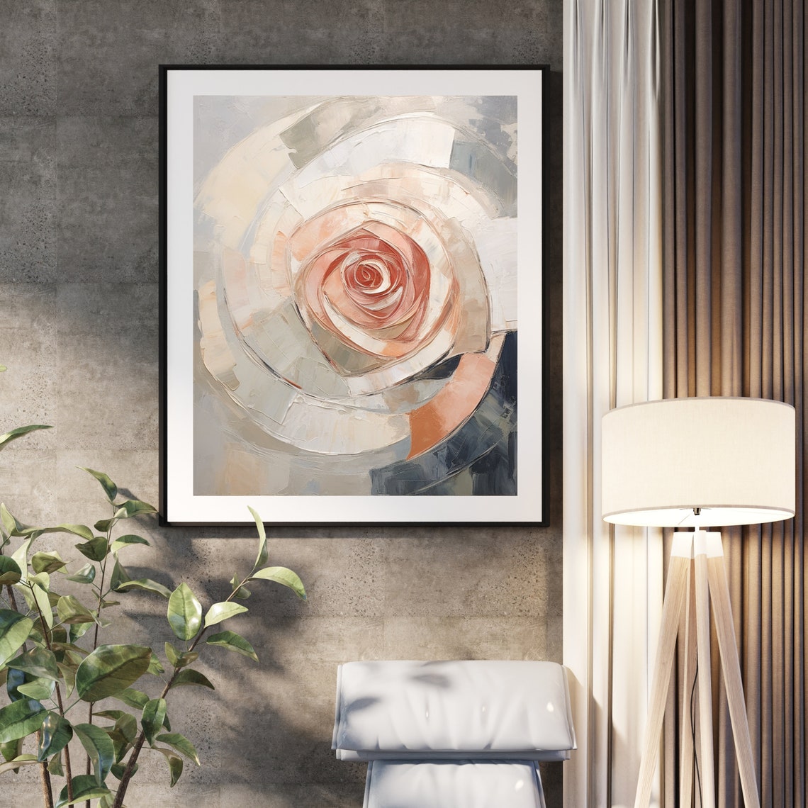 Blush Pink Abstract Rose Impasto Oil Painting Minimalist Poster - Image 5