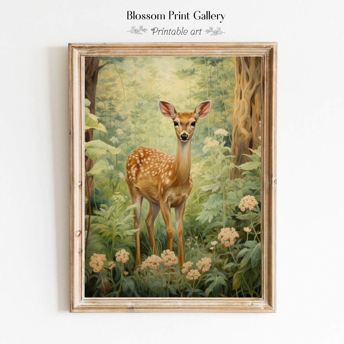 William Morris Fawn Painting, Rustic Deer Art Print