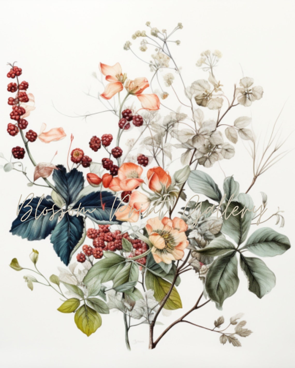 Delicate Wildflower Botanical Watercolor Floral White Art Poster - Image 4