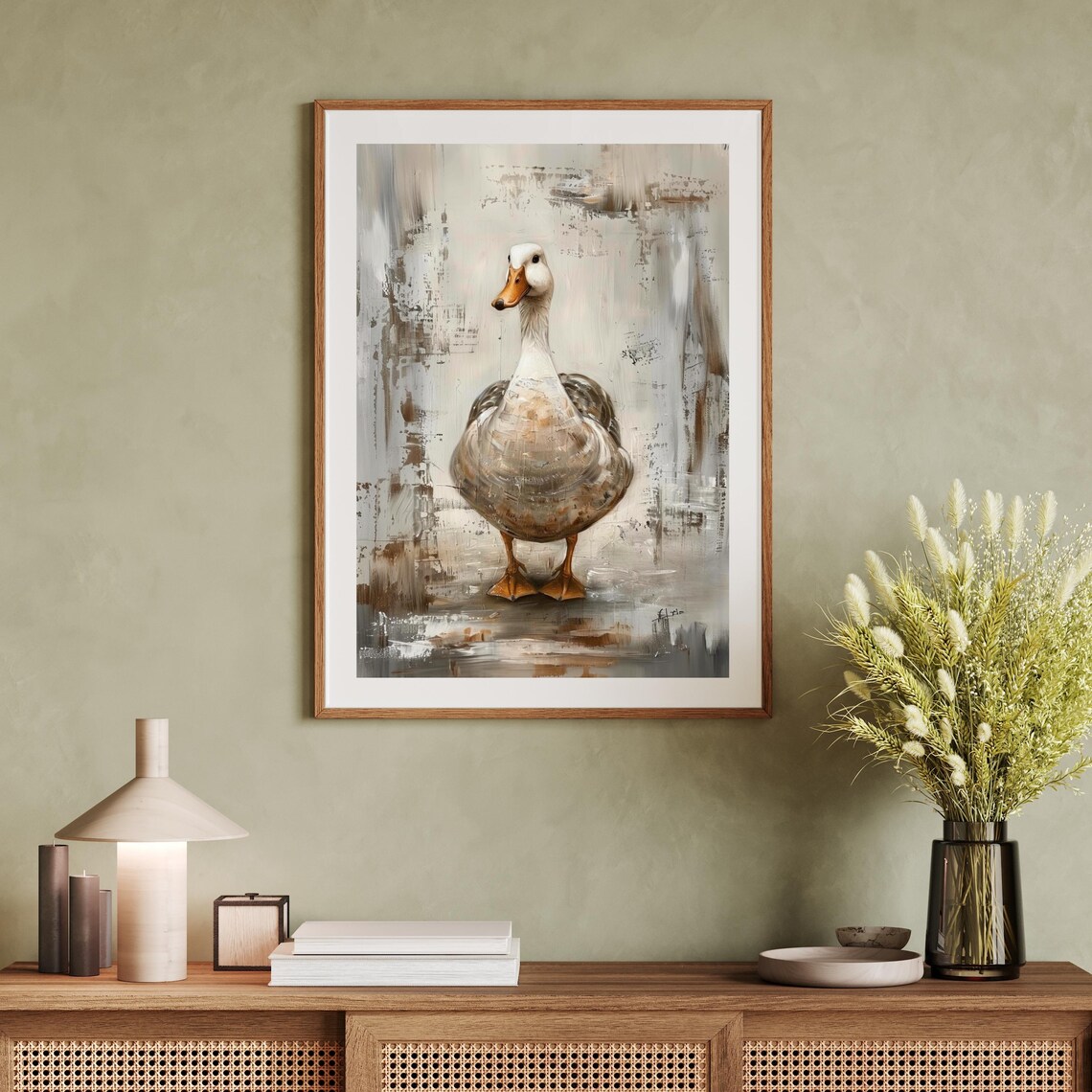 Goose Vintage Duck Art, Farmhouse Rustic Decor - Image 3