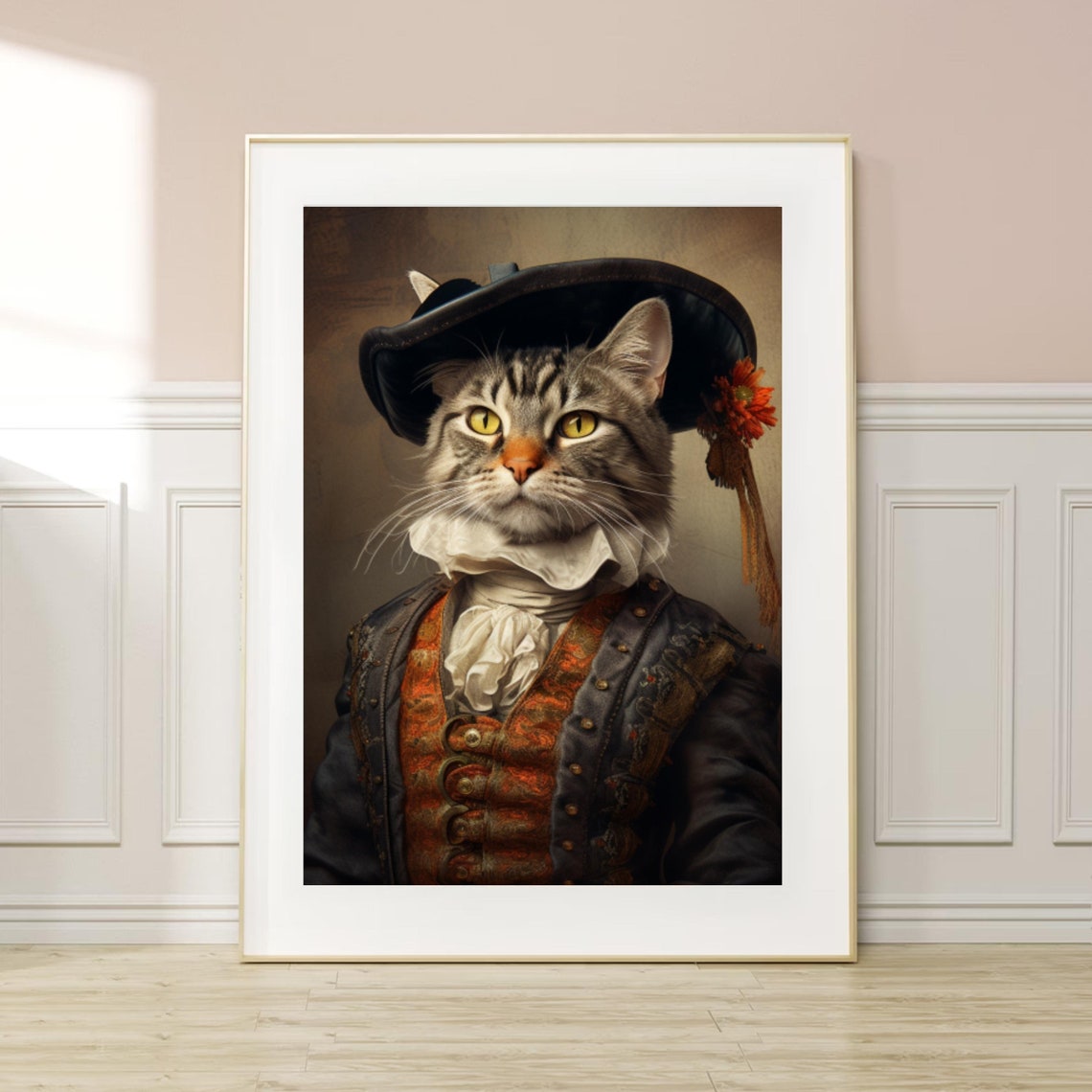 Royal Cat Portrait Renaissance Costume Tabby Nobleman Funny Art Poster