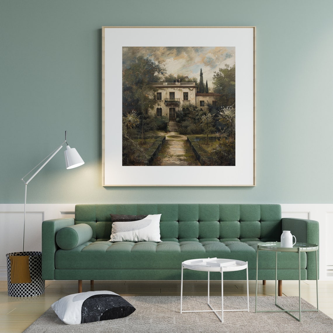 Old Italian Villa with Garden Moody Vintage Architecture Poster - Image 2