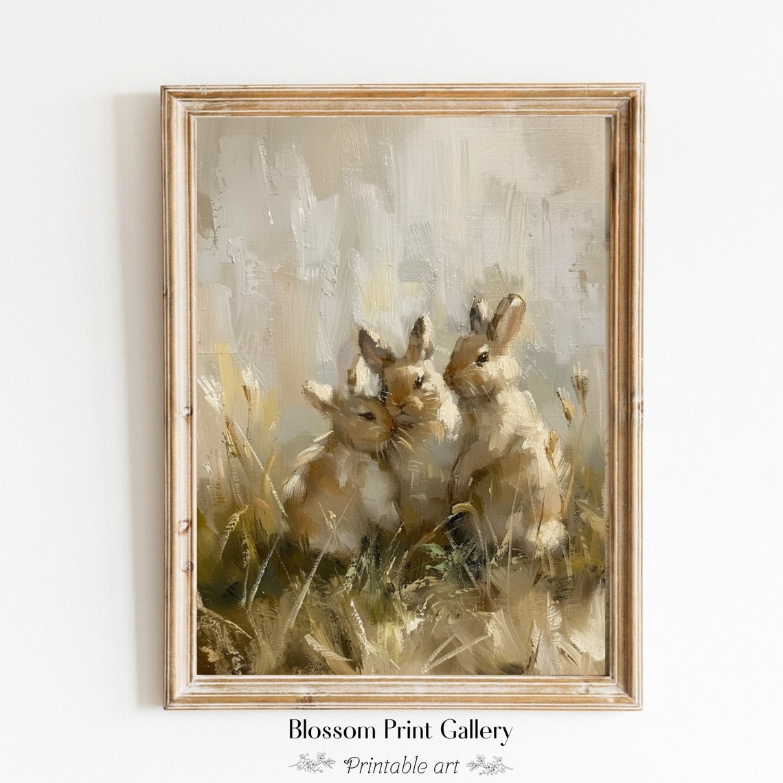 Cute Rabbit Painting Rustic Easter Decor Nursery Wall Decor Countryside Art Antique Bunny Animal Farmhouse 451 - Image 6