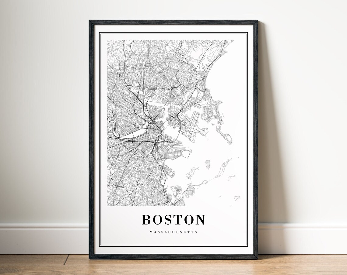 Boston Map Print, Modern Black And White Map - Image 5