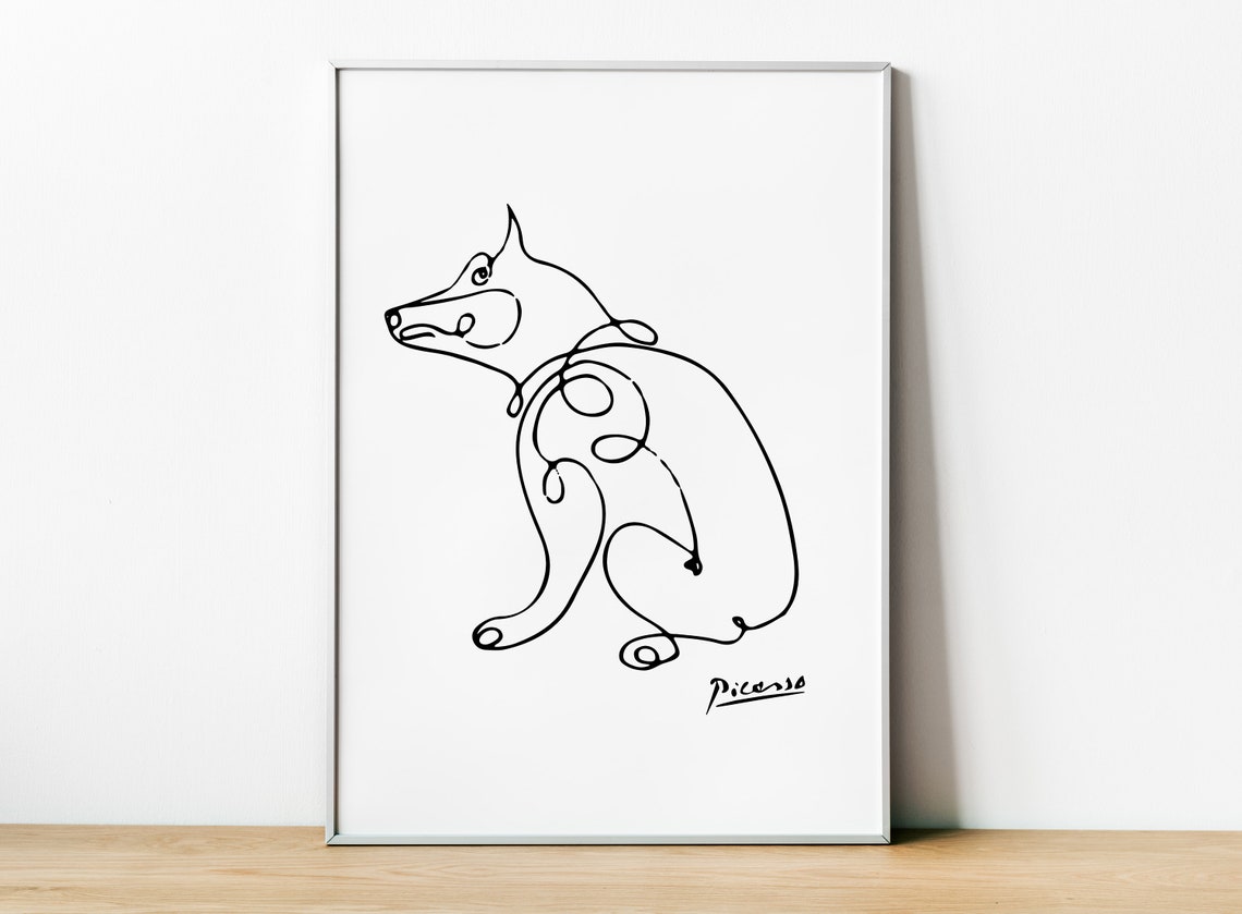 Pablo Picasso Dog Print, German Shepherd Line Art
