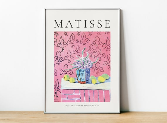 Matisse Art Exhibition Poster, Lemons Against Pink Background
