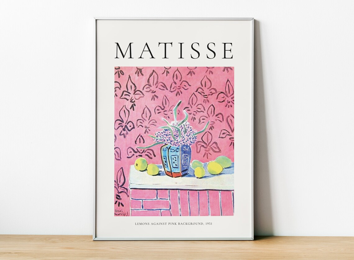 Matisse Art Exhibition Poster, Lemons Against Pink Background