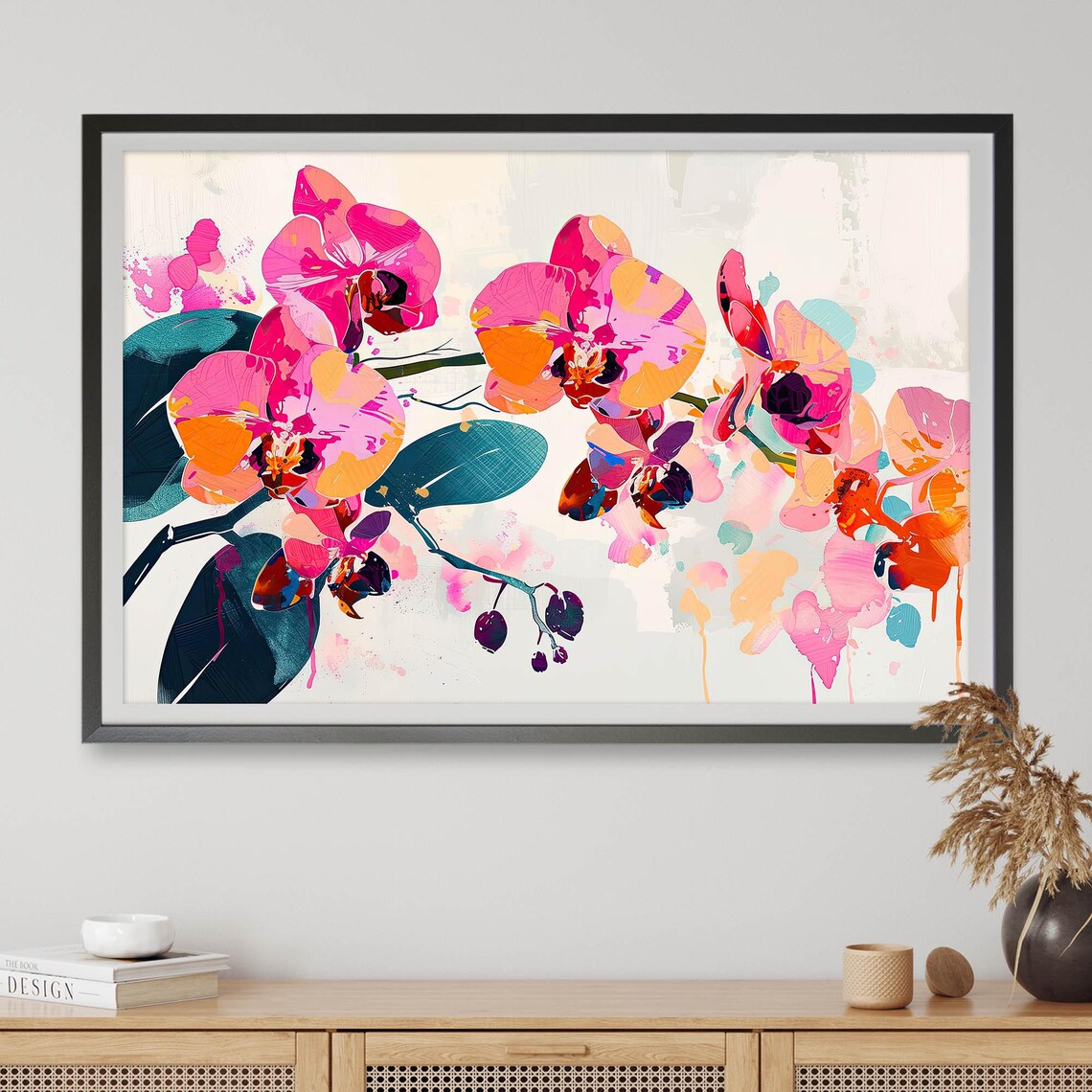 Orchids Symphony Abstract Art Print, Botanical Floral
