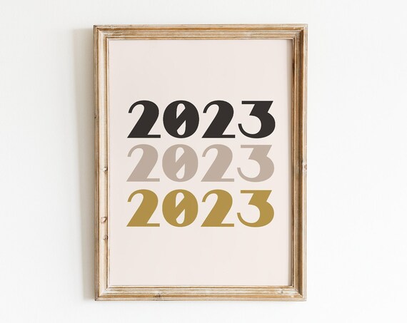 2023 Wall Art 2023 New Years Eve Decor Black And Gold Art Deco New Year Decor Typography Art Print Digital Download
