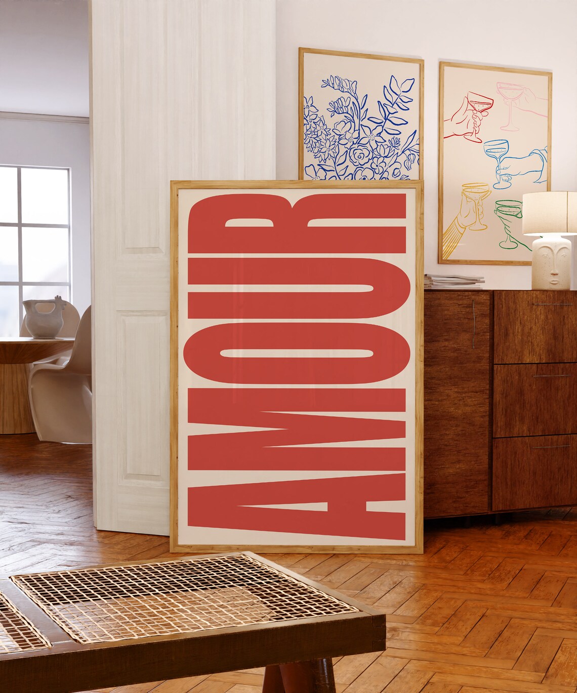 Amour Typography Poster, Retro French Love Print - Image 2